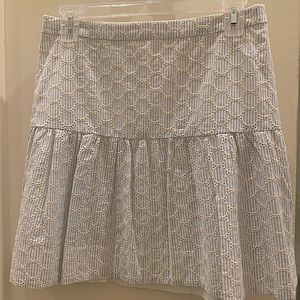 J Crew blue and white circle patterned skirt